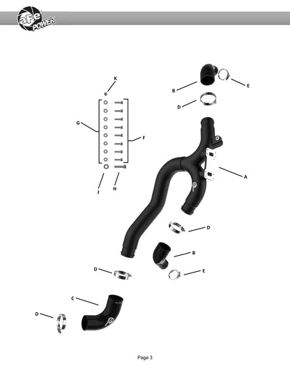 aFe 46-20808-B BladeRunner Aluminum Hot Charge Pipe Black For Genesis G70