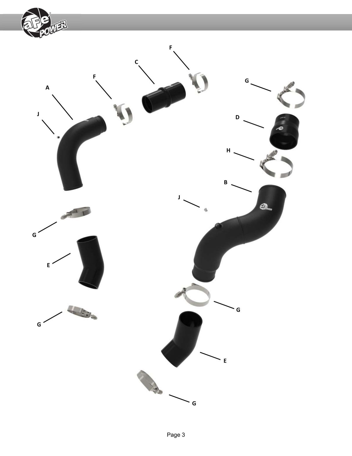 Takeda 46-20814-B BLK Hot/Cold Side Intercooler Pipe for 25-26 RAM 6.7L Cummins