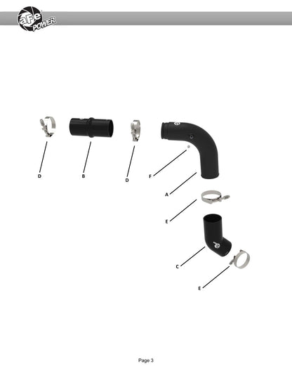 aFe BladeRunner 3in Aluminum Hot Charge Pipe Black RAM Diesel Trucks 25-26 L6-6.7L (td)