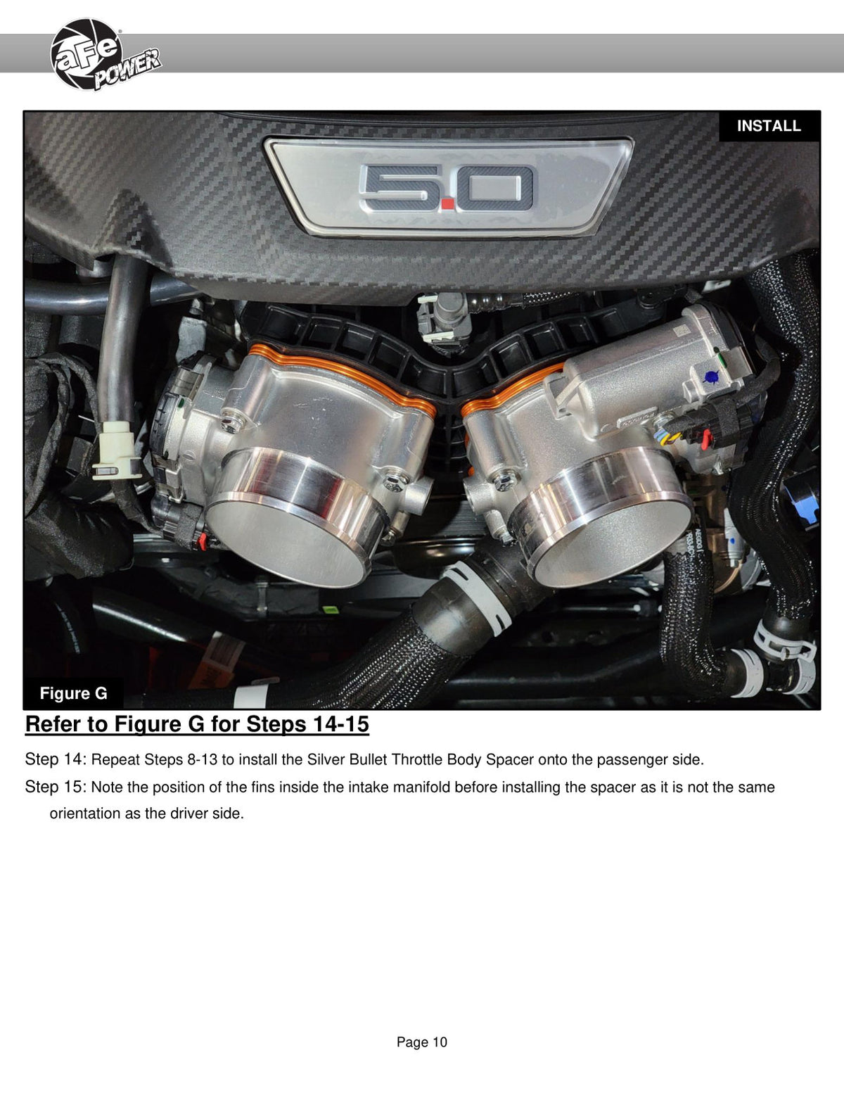 aFe Silver Bullet Throttle Body Spacer | Ford Mustang GT/Dark Horse V8 5.0L (24) (46-33026N)