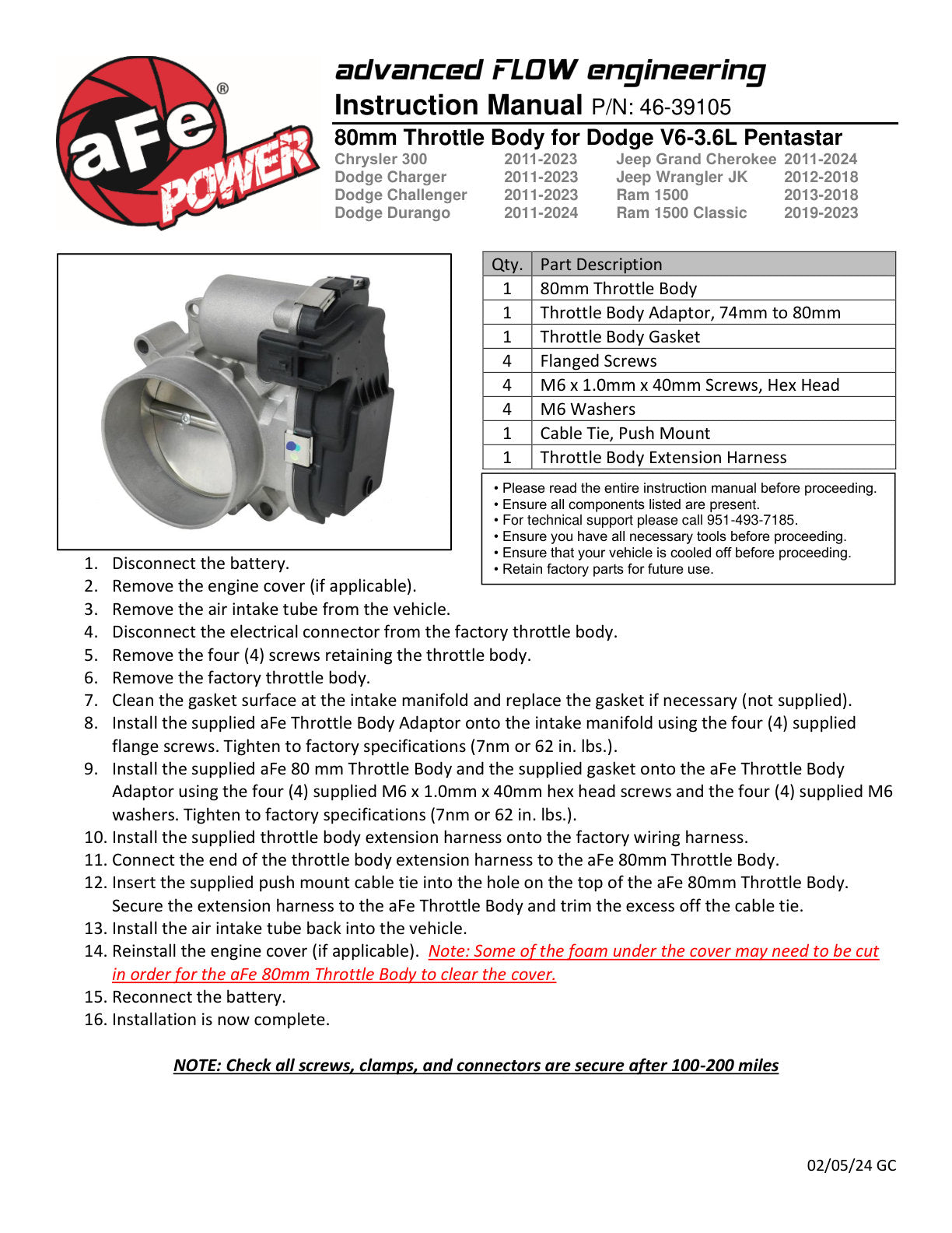 aFe 80mm Throttle Body | Dodge Challenger/Charger (11-23) (46-39105)