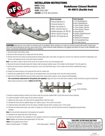 aFe Perf D&S Exhaust Manifold | Dodge 5.9L Diesel (03-07) (46-40012)