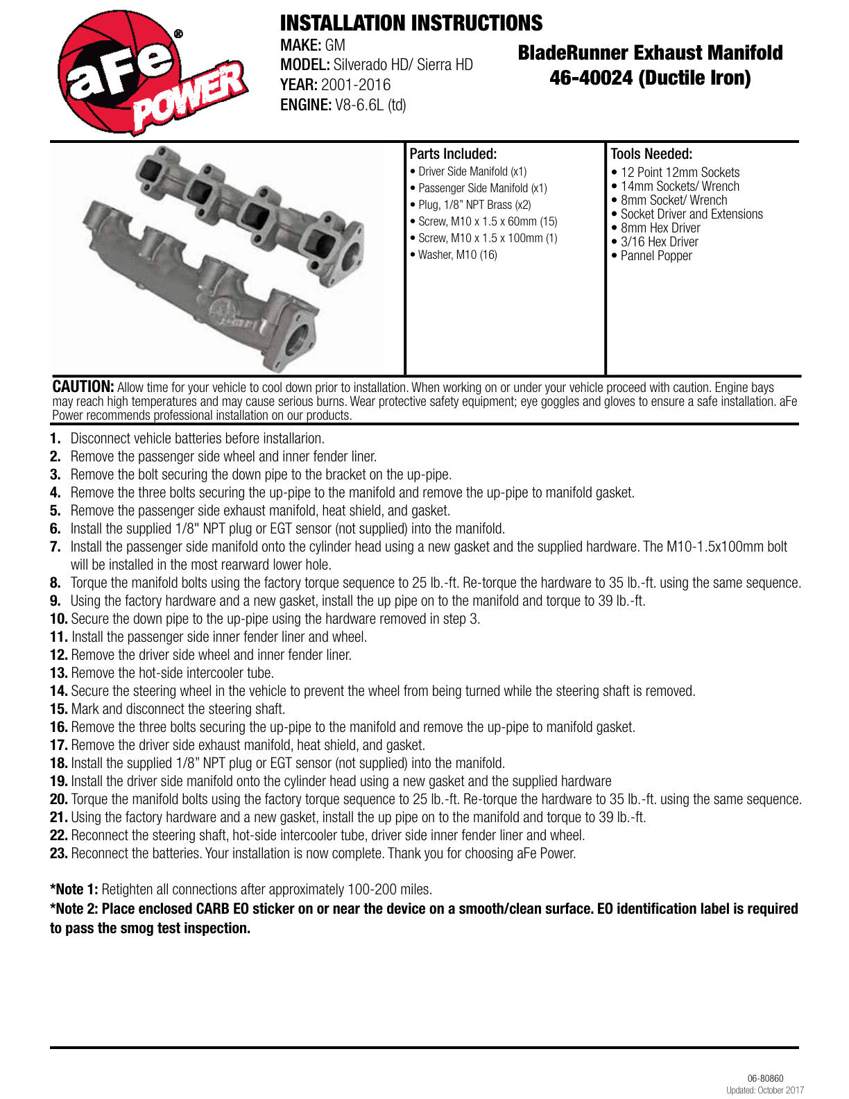 aFe BladeRunner Ported Ductile Iron Exhaust Manifold | GM Diesel Trucks V8-6.6L (01-16) (46-40024)
