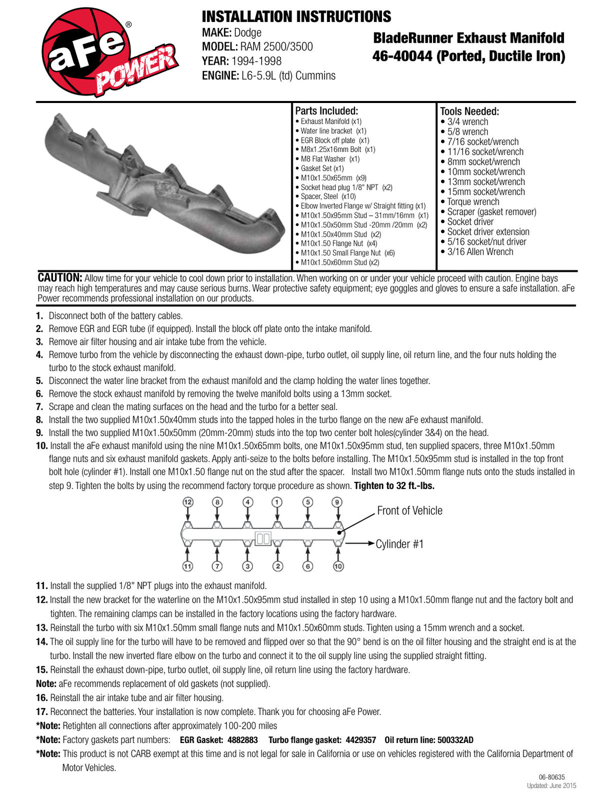 aFe Perf D&S Exhaust Manifold | Dodge 5.9L Diesel (94-98) (46-40044-1)