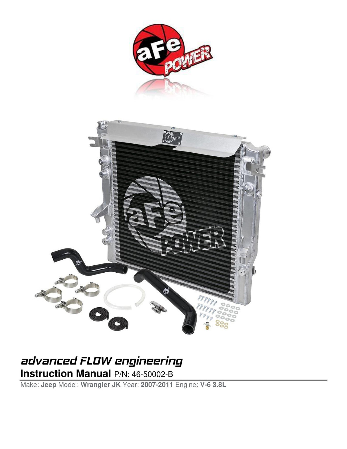 aFe GT Series Bar & Plate Radiator | Jeep Wrangler JK V6 3.8L (07-11) (46-50002-B)