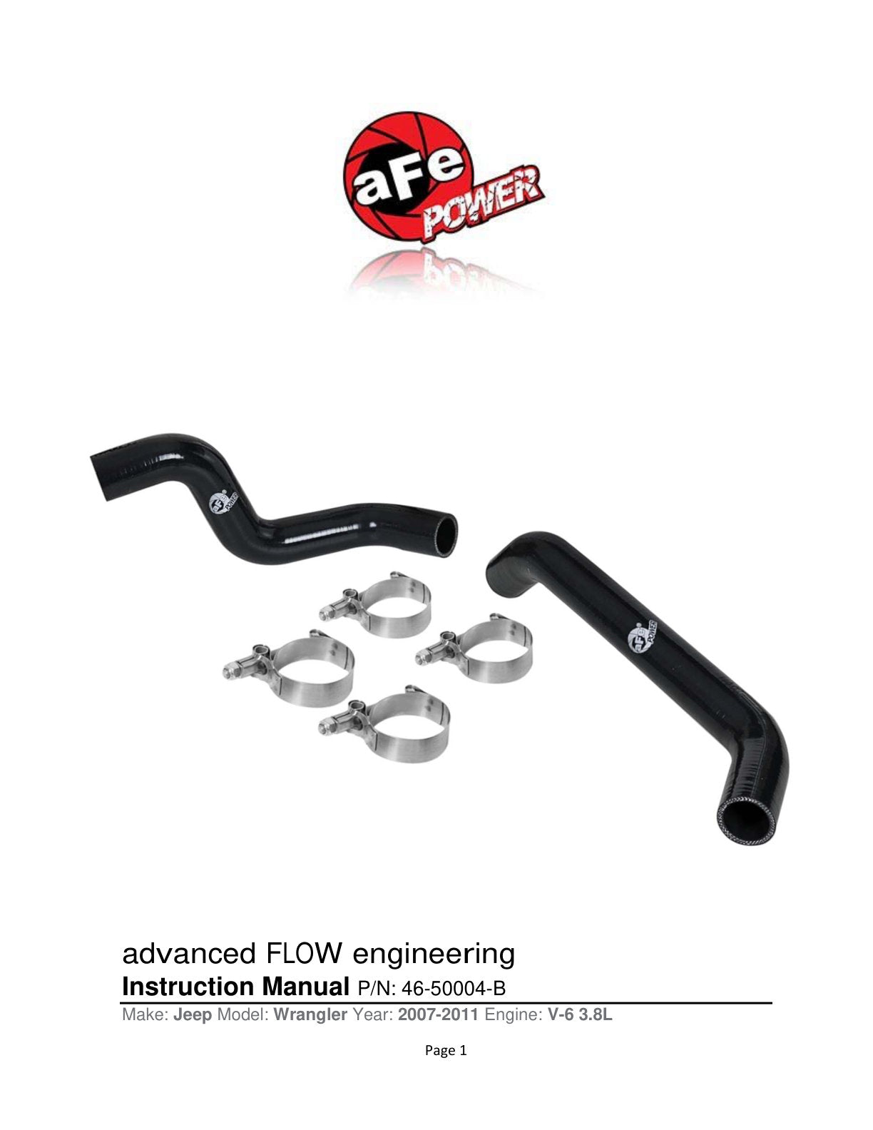 aFe BladeRunner Silicone Radiator Hose Kit w/ Black Hoses | Jeep Wrangler (07-11) (46-50004-B)