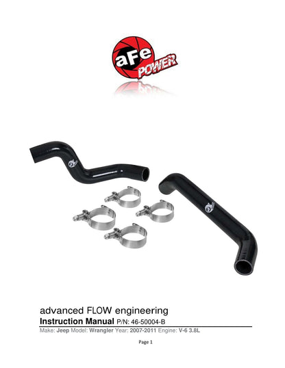 aFe BladeRunner Silicone Radiator Hose Kit w/ Black Hoses | Jeep Wrangler (07-11) (46-50004-B)