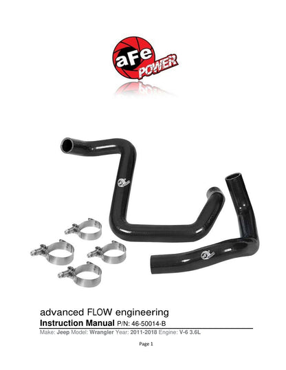 aFe BladeRunner Silicone Radiator Hose Kit | Jeep Wrangler (JK) V6 3.6L (12-18) (46-50014-B)