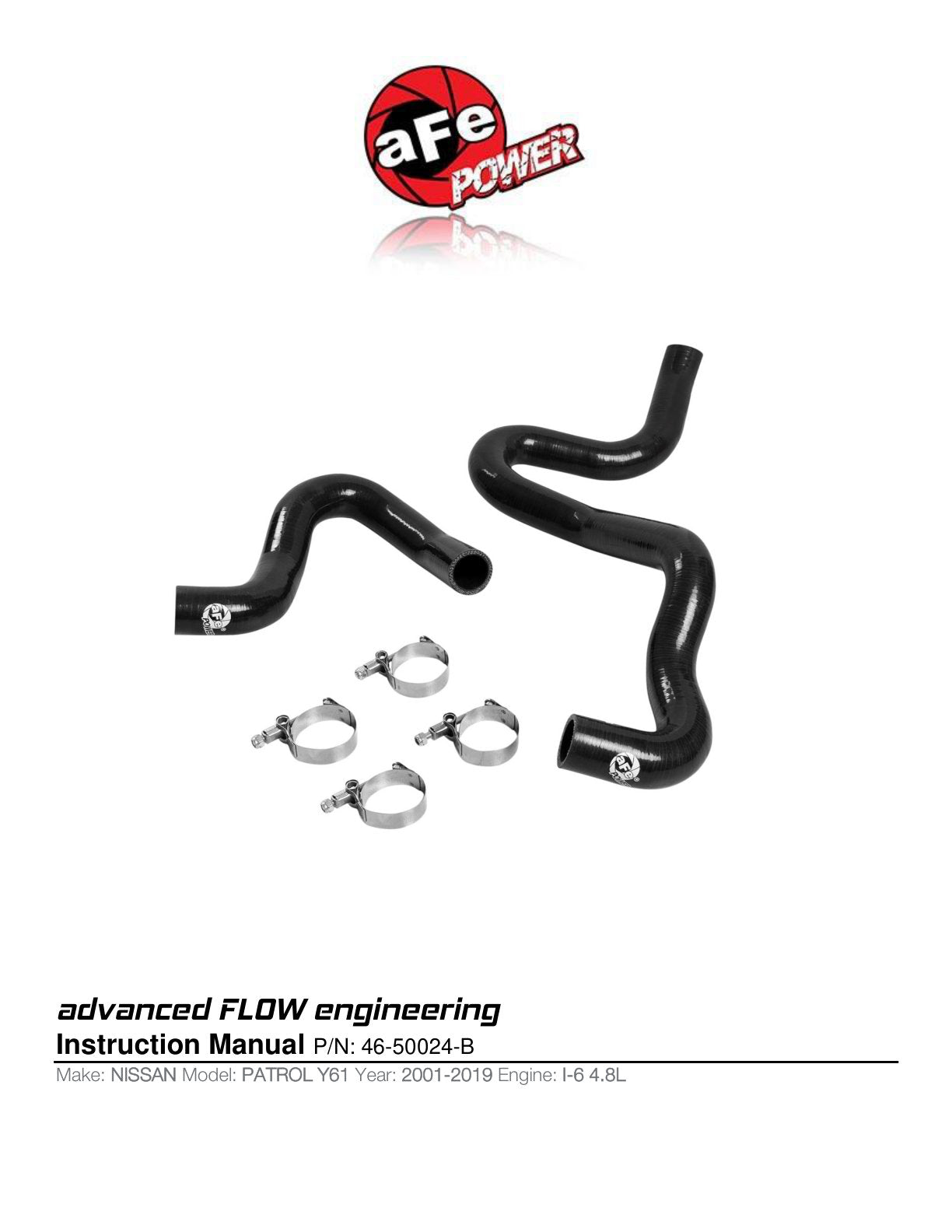 aFe BladeRunner Silicone Radiator Hose Kit | Nissan Patrol (Y61) L6-4.8L (01-19) (46-50024-B)