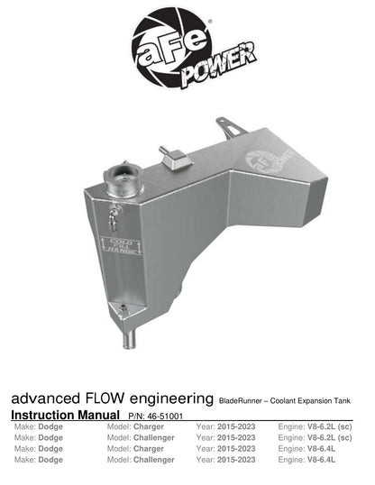 aFe BladeRunner GT Coolant Tank | Dodge Challenger/Charger 08-26 (46-51001)