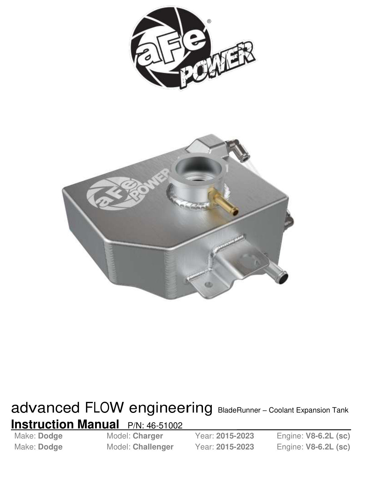 aFe BladeRunner GT Supercharger Coolant Tank | Dodge Challenger/Charger 08-26 (46-51002)