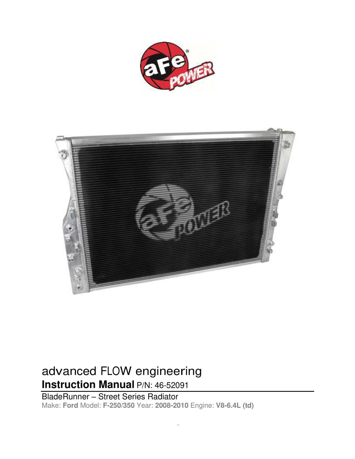 aFe BladeRunner High Cap Aluminum Radiator Ford F-250/350 Super Duty (08-10) (46-52091)