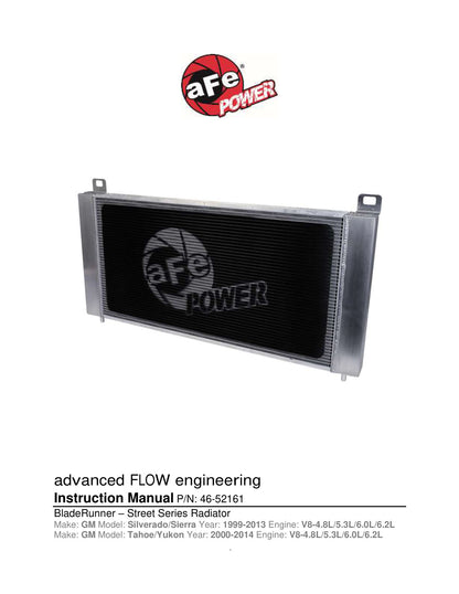 aFe BladeRunner Street Series Aluminum Radiator | GM Trucks 5.3L V8 (09-13) (46-52161)