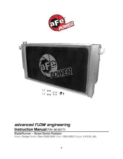 aFe BladeRunner Street Series Aluminum Radiator | Dodge Ram 2500/3500 (94-02) (46-52171)