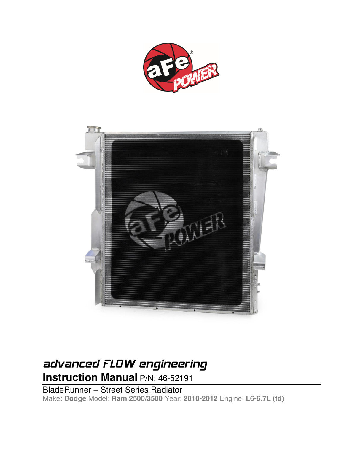 aFe Dodge 6.7L Radiator | Ram 2500/3500 10 (46-52191)