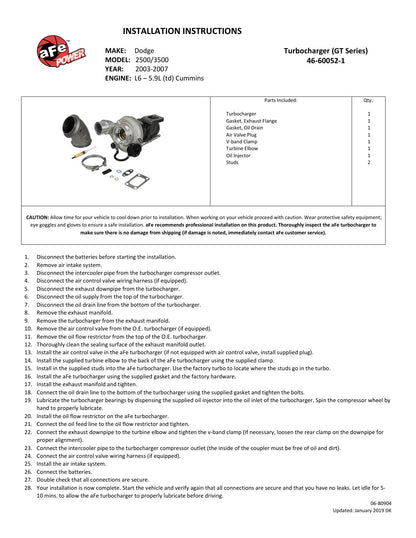 aFe Bladerunner Turbo | Dodge Ram 03-09 (46-60052-1)