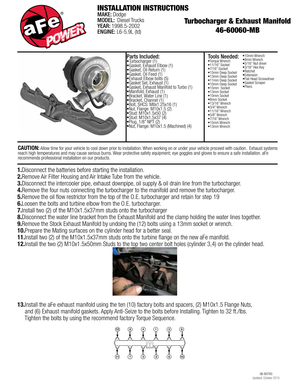 aFe Bladerunner Turbo w/ Exhaust Manifold | Dodge Ram 2500/3500 Van (94-02) (46-60060-MB)