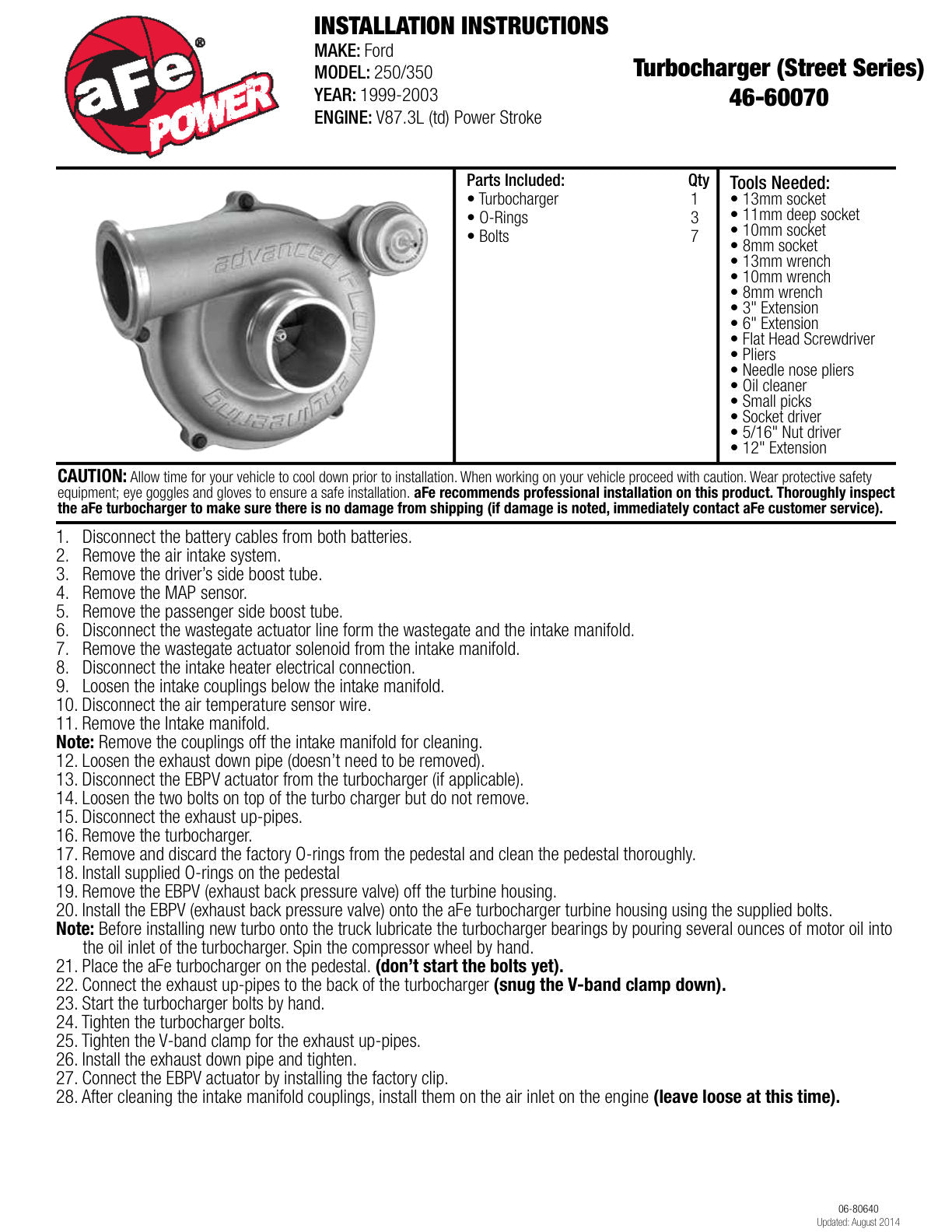 aFe Bladerunner Turbo 88mm V8 7.3L Diesel Trucks (46-60070)