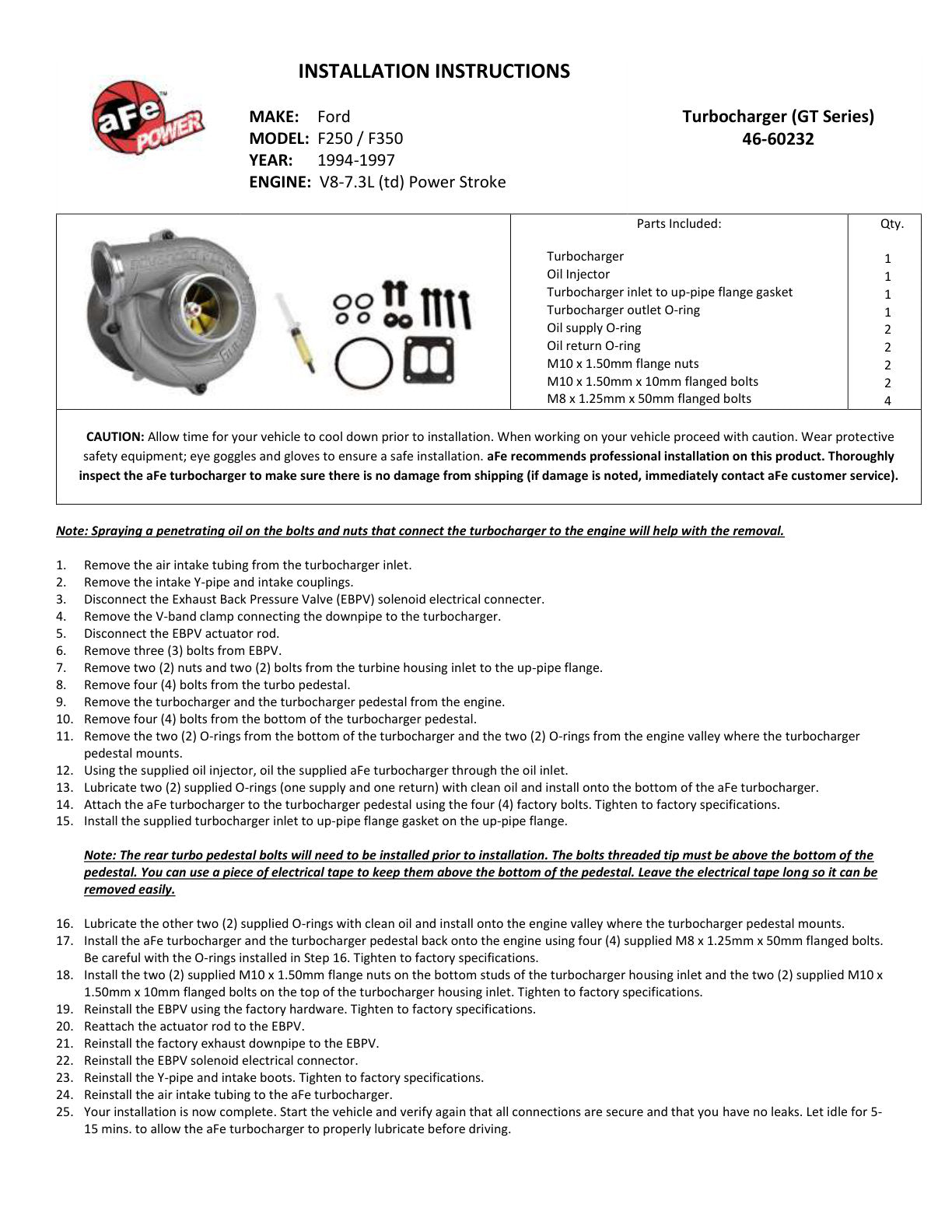 aFe BladeRunner GT Turbocharger | Ford F250/F350 7.3L Diesel (94-97) (46-60232)
