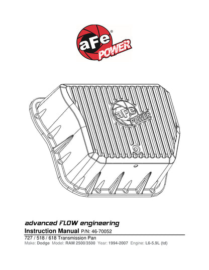 aFe Pro Series Transmission Pan w/ Machined Fins Black | Dodge Ram 94-07 (46-70052)