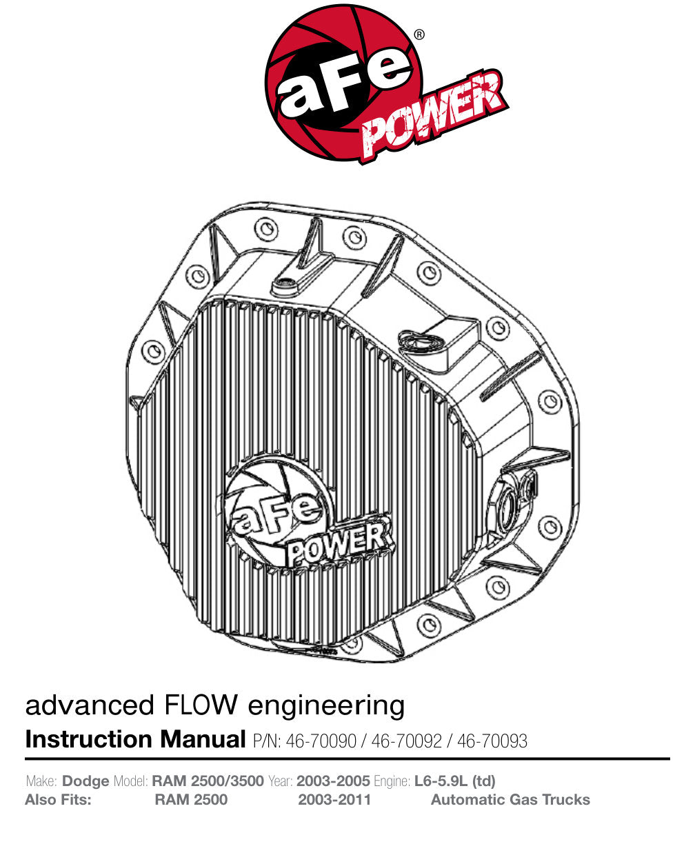 aFe Pro Series Rear Diff Cover Kit w/ Machined Fins & Gear Oil | Dodge 03-05 (SPF4670092WL)