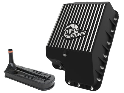 aFe Pro Series Transmission Pan w/ Machined Fins Black | Ford 03-10 V8 6.0/6.4L (46-70122-1)