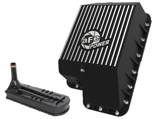 aFe Pro Series Transmission Pan w/ Machined Fins Black | Ford 03-10 V8 6.0/6.4L (46-70122-1)