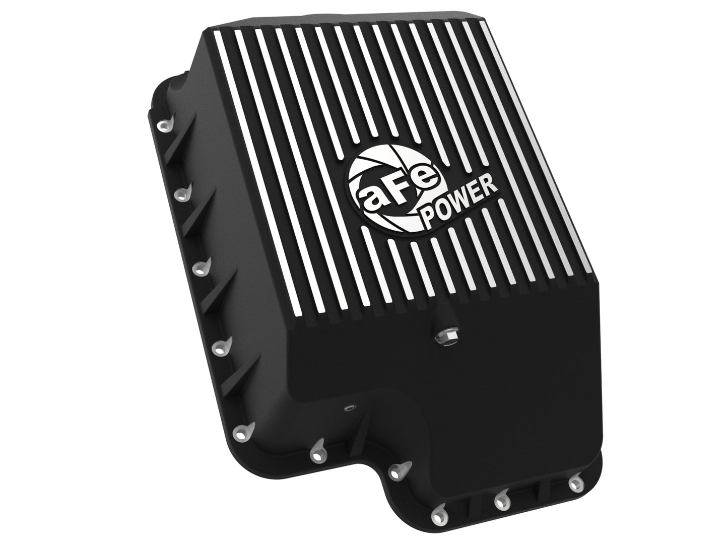 aFe Pro Series Transmission Pan w/ Machined Fins Black | Ford 03-10 V8 6.0/6.4L (46-70122-1)