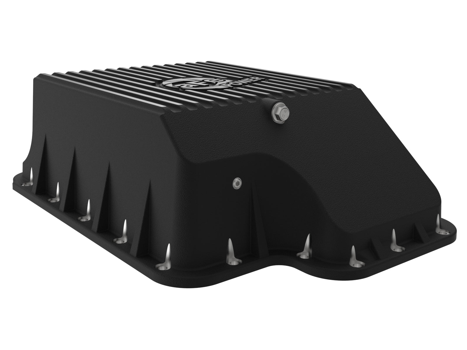 aFe Pro Series Transmission Pan w/ Machined Fins Black | Ford 03-10 V8 6.0/6.4L (46-70122-1)