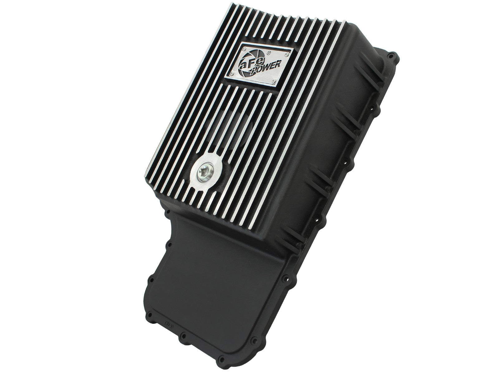 aFe Pro Series Transmission Pan Black w/ Machined Fins | Ford 11-14 V8 6.7L (46-70182)