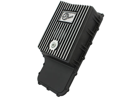 aFe Pro Series Transmission Pan Black w/ Machined Fins | Ford 11-14 V8 6.7L (46-70182)