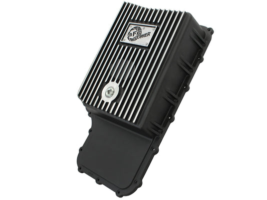 aFe Pro Series Transmission Pan Black w/ Machined Fins | Ford 11-14 V8 6.7L (46-70182)
