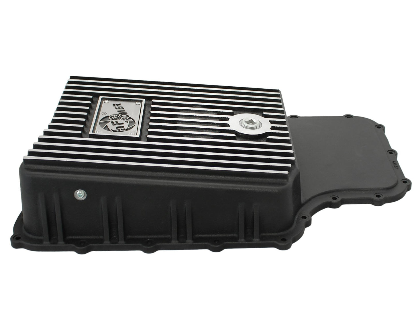 aFe Pro Series Transmission Pan Black w/ Machined Fins | Ford 11-14 V8 6.7L (46-70182)