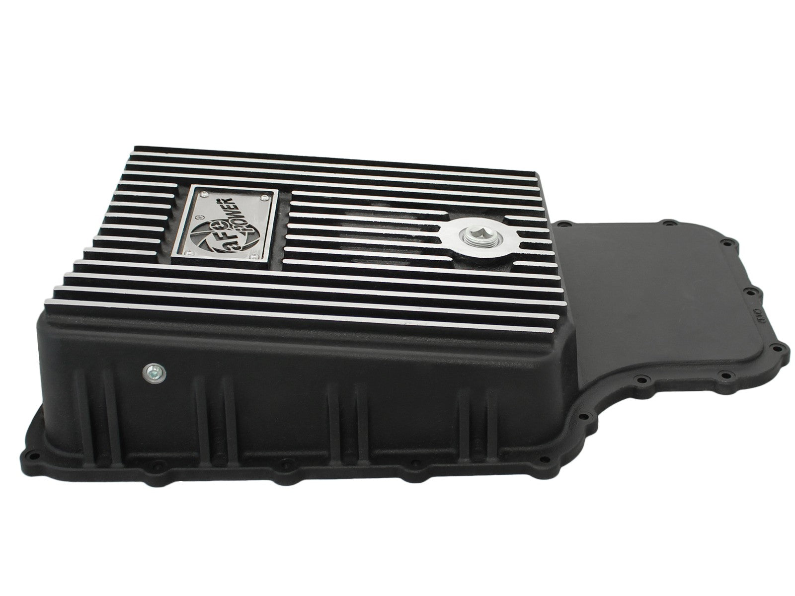 aFe Pro Series Transmission Pan Black w/ Machined Fins | Ford 11-14 V8 6.7L (46-70182)