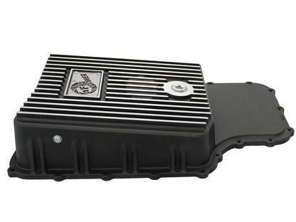 aFe Pro Series Transmission Pan Black w/ Machined Fins | Ford 11-14 V8 6.7L (46-70182)