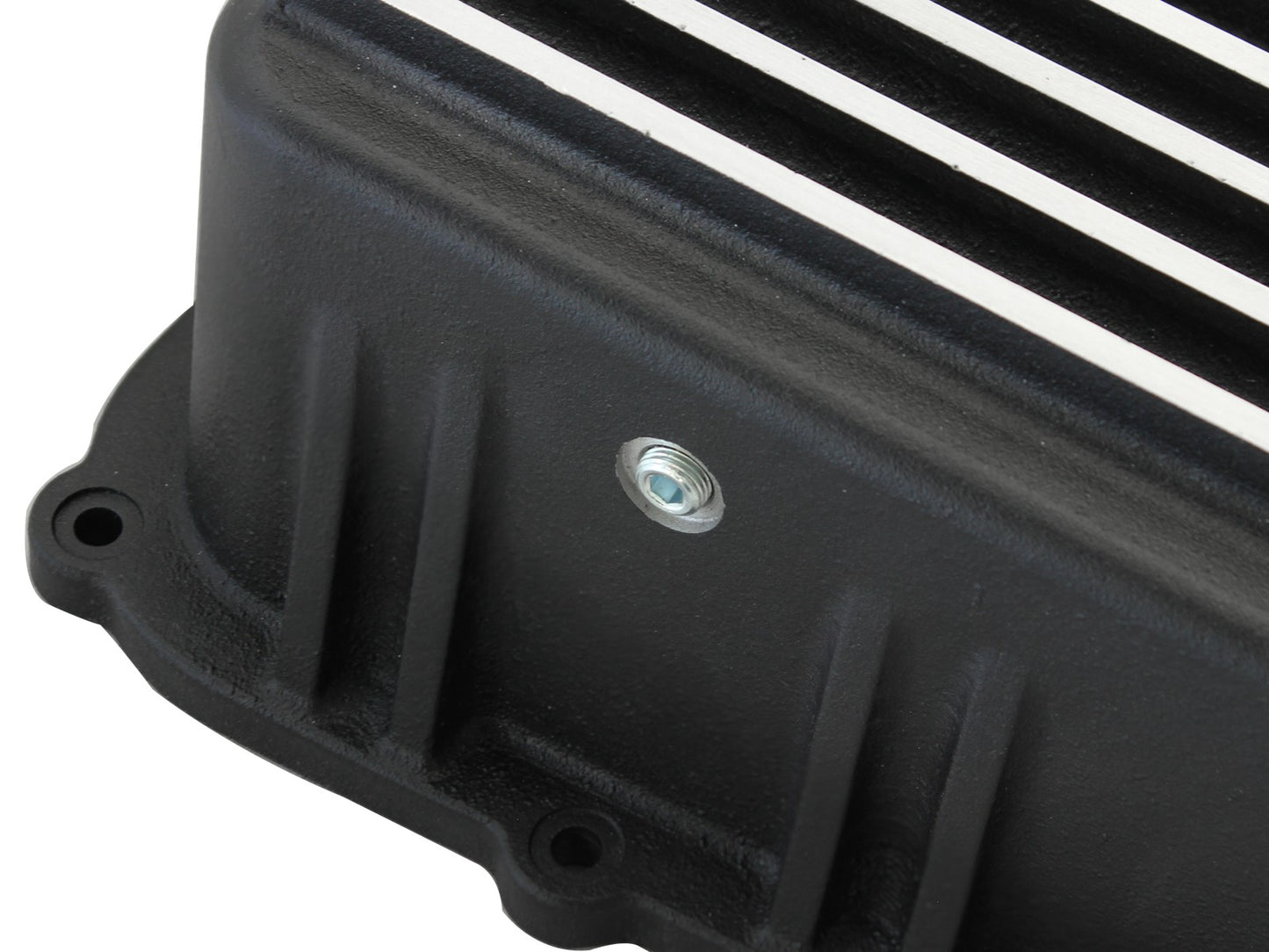 aFe Pro Series Transmission Pan Black w/ Machined Fins | Ford 11-14 V8 6.7L (46-70182)