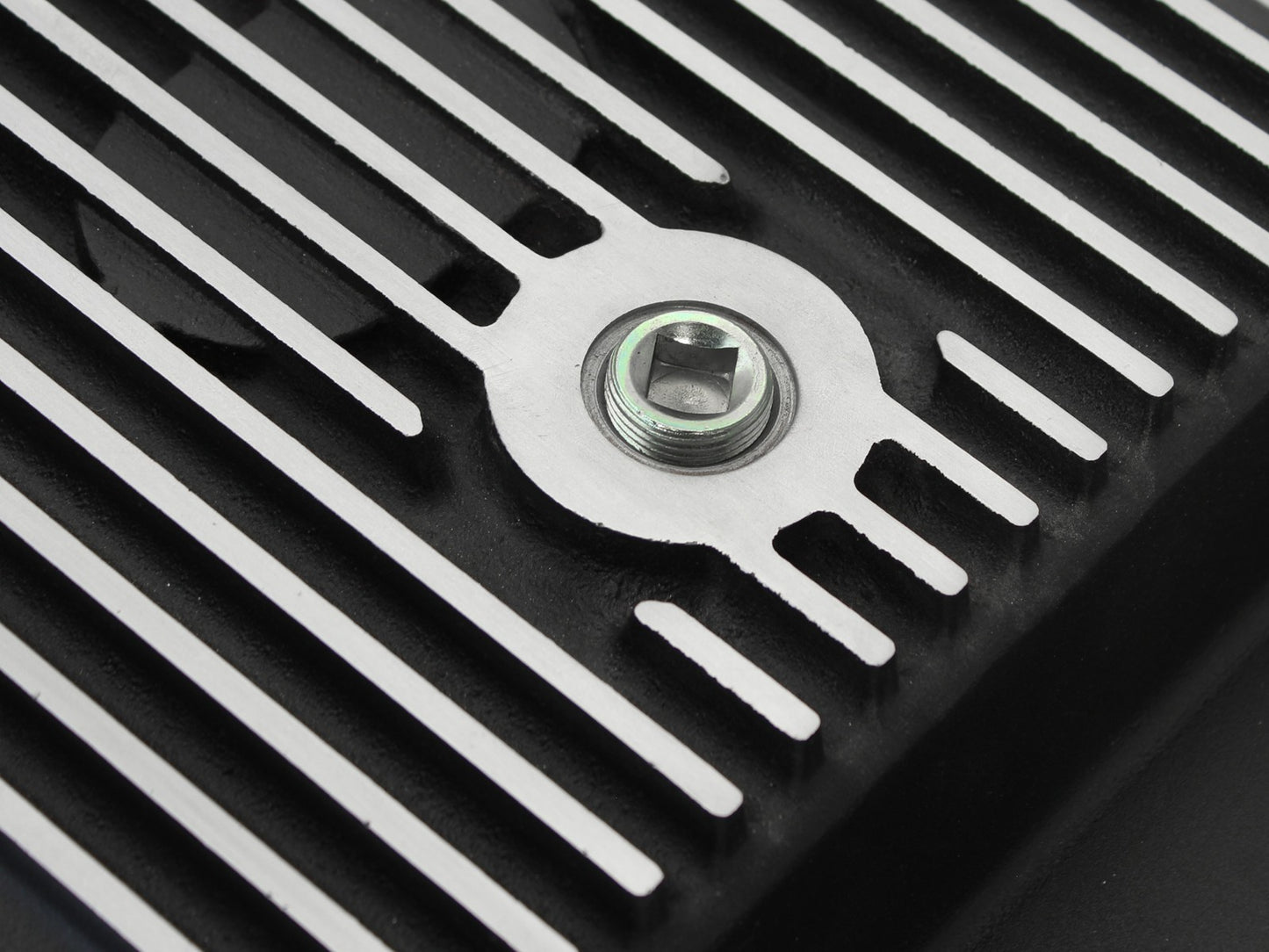 aFe Pro Series Transmission Pan Black w/ Machined Fins | Ford 11-14 V8 6.7L (46-70182)