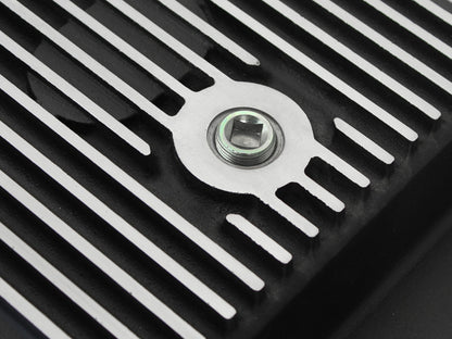 aFe Pro Series Transmission Pan Black w/ Machined Fins | Ford 11-14 V8 6.7L (46-70182)