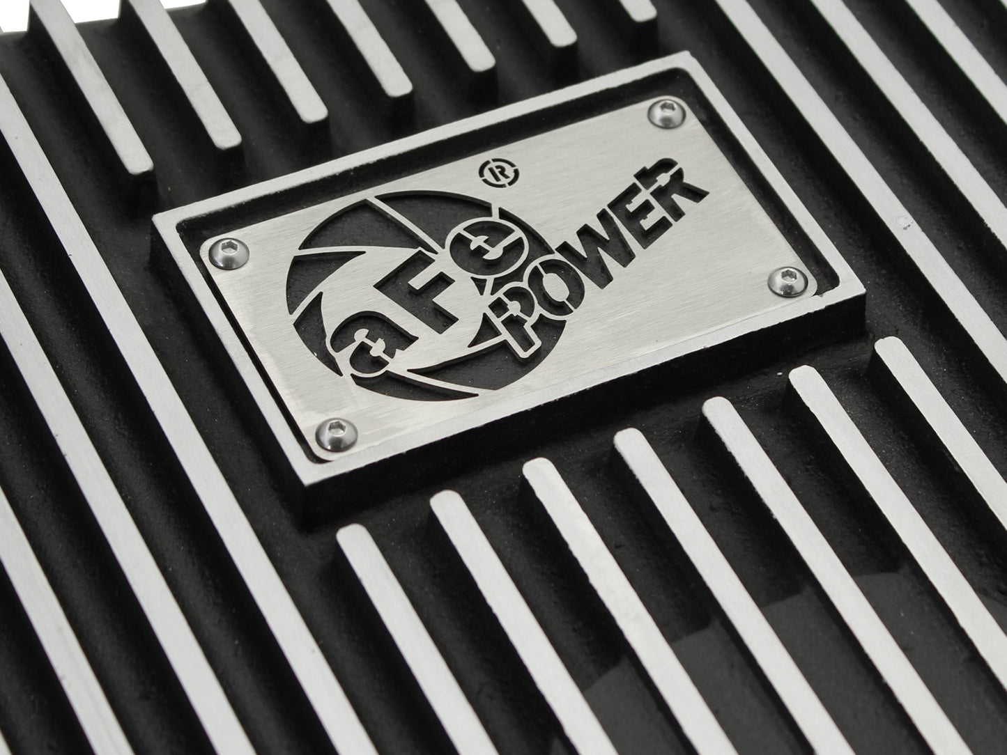 aFe Pro Series Transmission Pan Black w/ Machined Fins | Ford 11-14 V8 6.7L (46-70182)