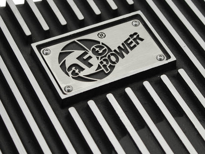 aFe Pro Series Transmission Pan Black w/ Machined Fins | Ford 11-14 V8 6.7L (46-70182)