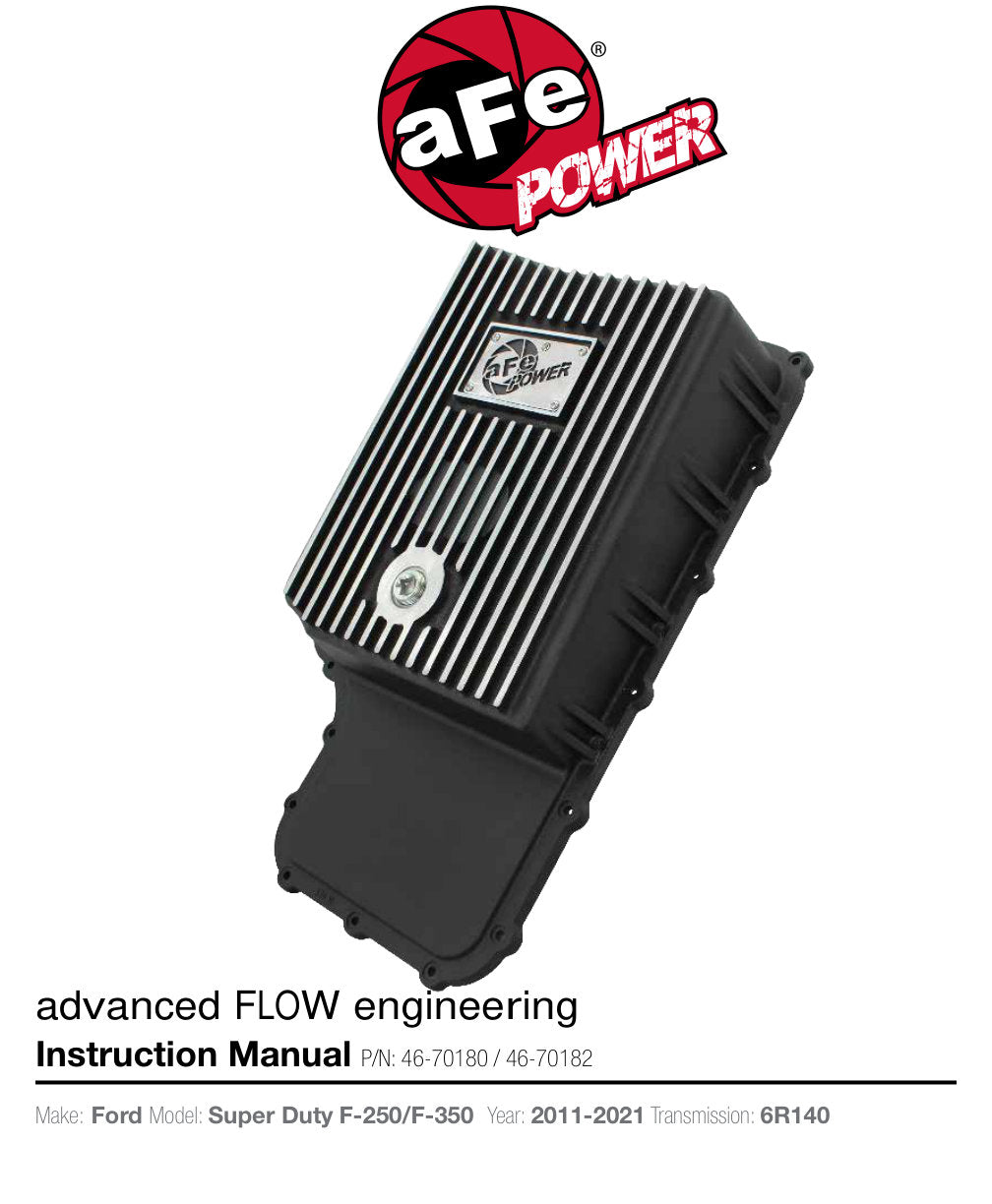 aFe Pro Series Transmission Pan Black w/ Machined Fins | Ford 11-14 V8 6.7L (46-70182)