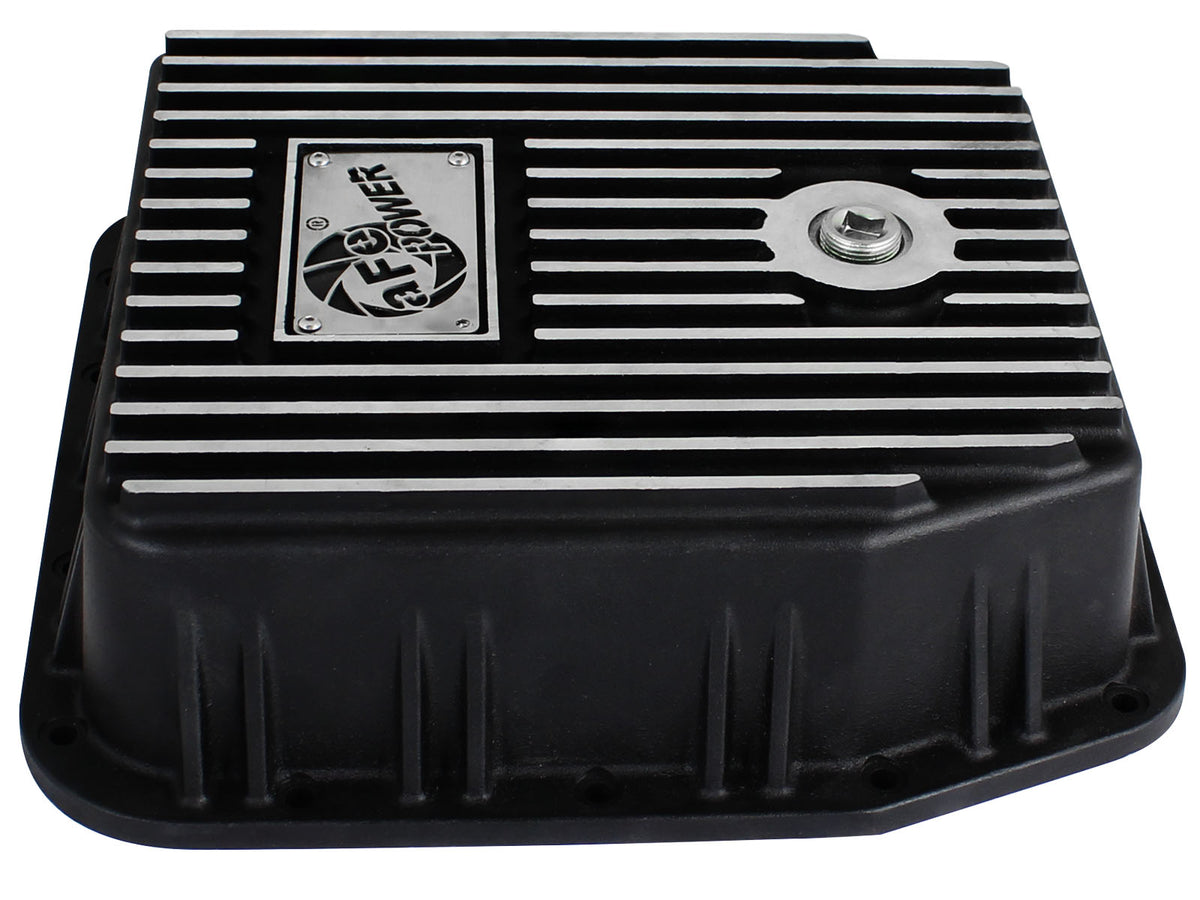 aFe Transmission Pan w/ Machined Fins Black | Ford Trucks AODE (94-08) (46-70222)