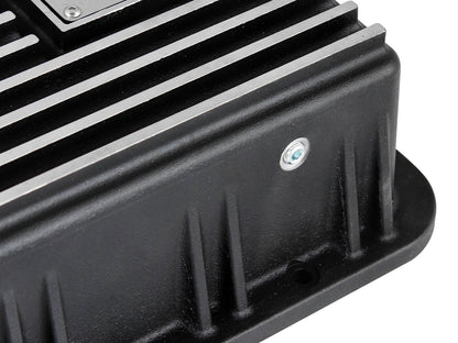 aFe Transmission Pan w/ Machined Fins Black | Ford Trucks AODE (94-08) (46-70222)
