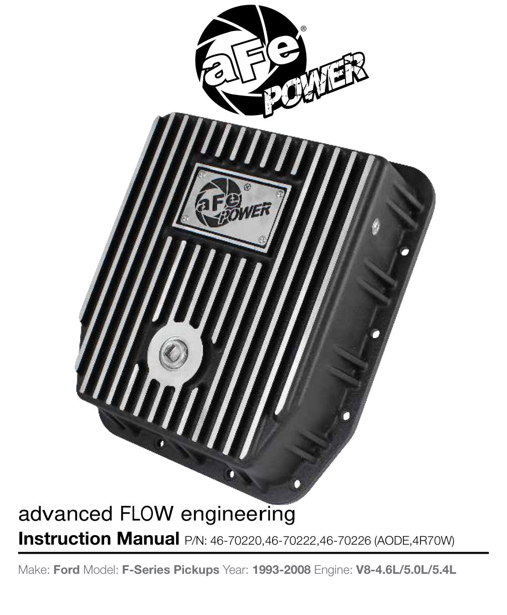 aFe Transmission Pan w/ Machined Fins Black | Ford Trucks AODE (94-08) (46-70222)