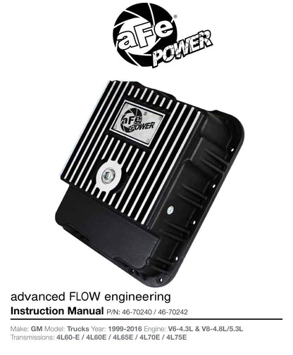 aFe Power Pro Series Transmission Pan Black w/ Machined Fins | GM Trucks (99-16) (46-70242)