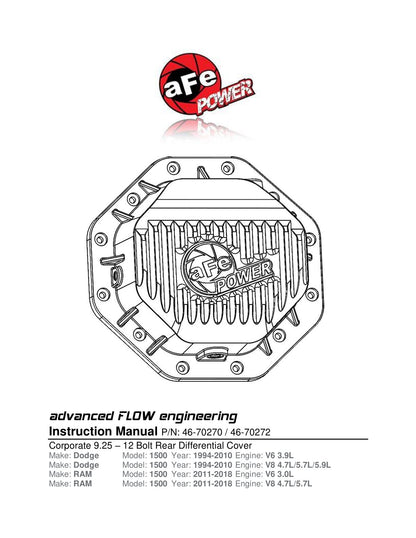 aFe Rear Diff Cover Pro Series | Dodge Ram 94-18/Chevy Express 1500/2500 (46-70270)
