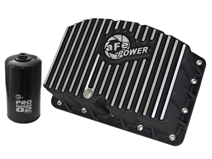 aFe Pro Series Engine Oil Pan Black w/ Machined Fins | Ford Powerstroke V8-6.7L (11-16) (46-70322)
