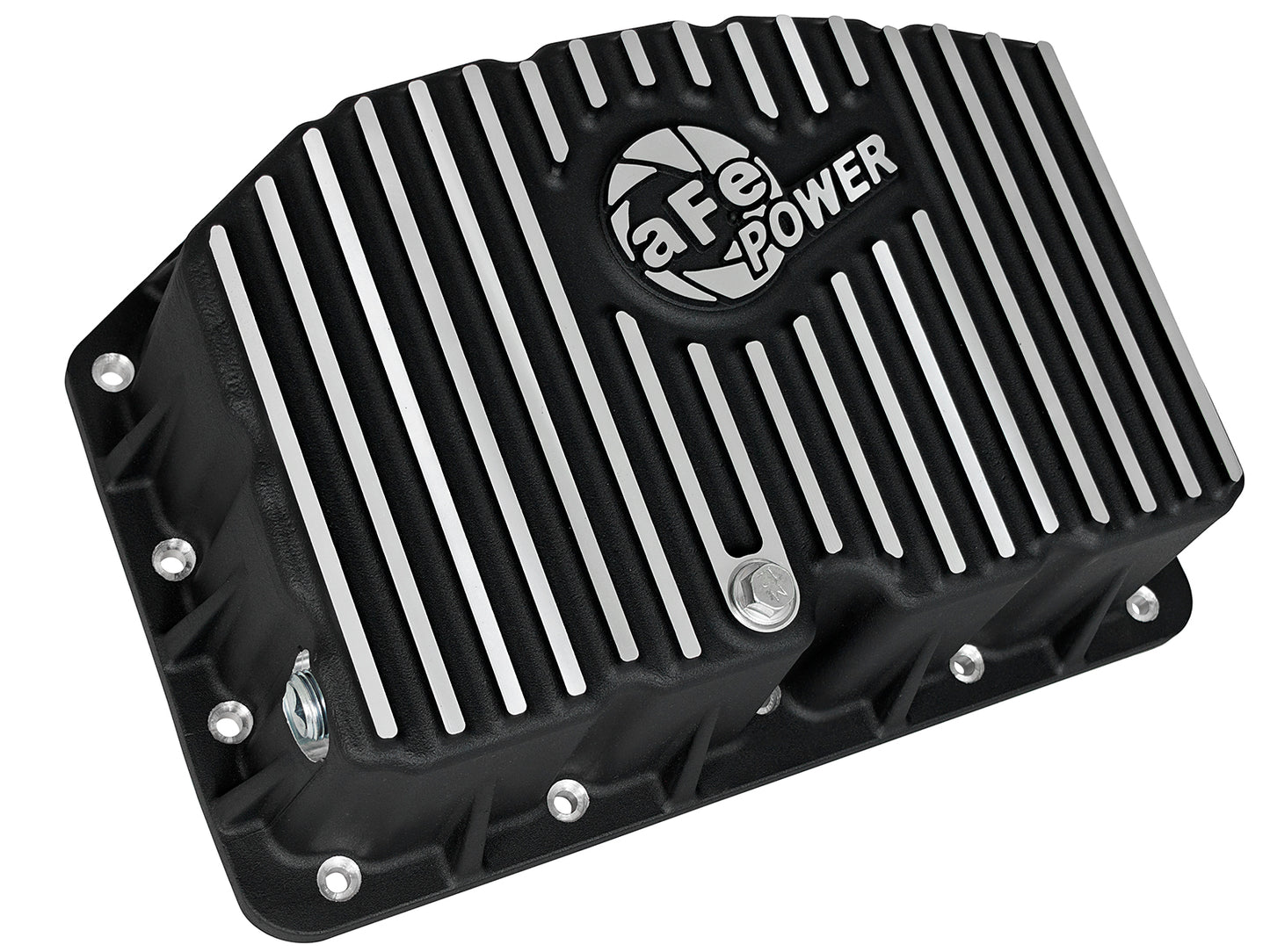 aFe Pro Series Engine Oil Pan Black w/ Machined Fins | Ford Powerstroke V8-6.7L (11-16) (46-70322)