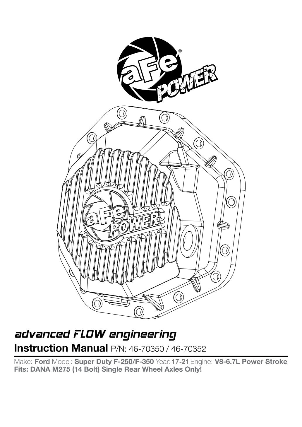 aFe Pro Series Rear Diff Cover | Ford F-250/350 17+ 6.7L (46-70352)