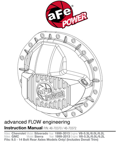 aFe Pro Series Rear Differential Cover Black w/ Machined Fins | GM Trucks (99-13) (46-70372)